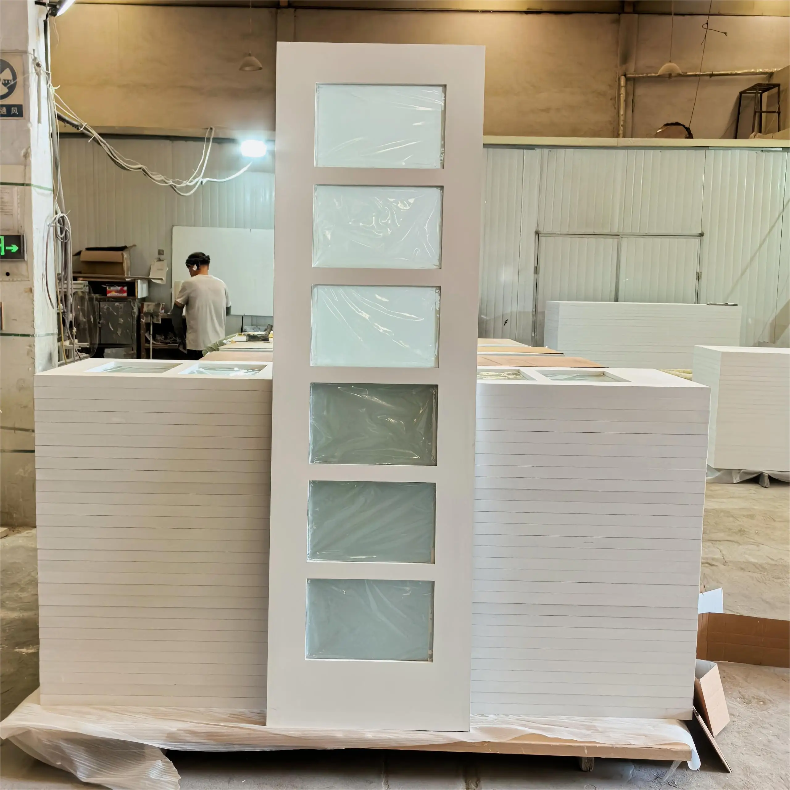 Most Popular 8 Ft Sound Proof Interior White Painted Wood Glass Sliding Doors For Home Office