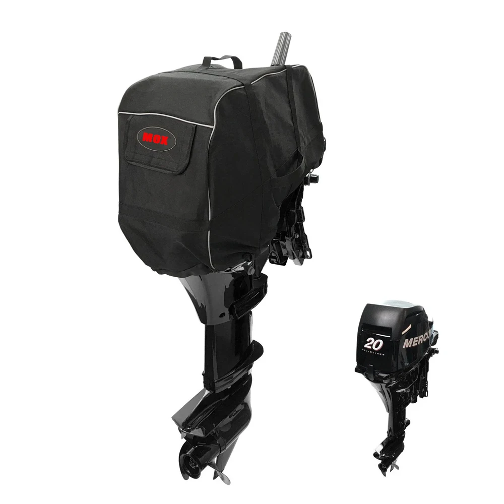 Universal Outboard Boat Motor Cowling Cover with Carrying Handle and Reflective Line Boat Engine Cover