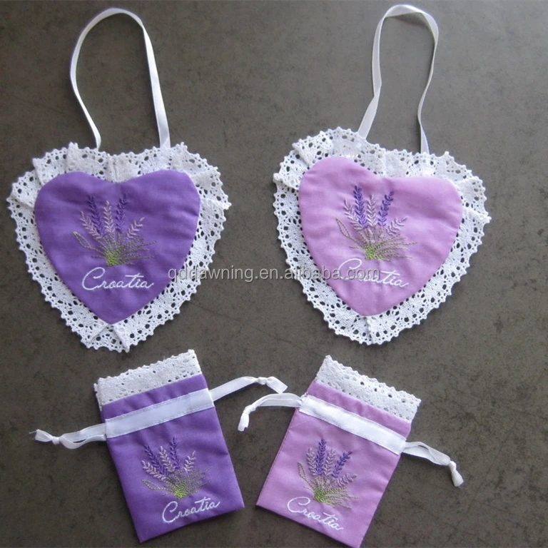 Drawstring embroidered lavender Sachet bag Scent bags