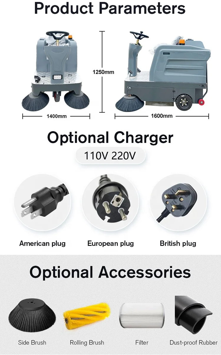 Hot Sale Driving Floor Cleaning Machine Debris Vacuum Loader Collector Ride-on Street Sweeper