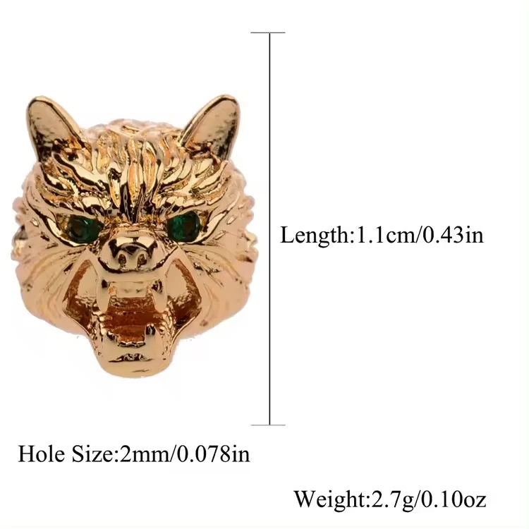 Fashion Glamour Punk Wolf Head CZ Pave Zircon Pendant Bracelet Animal Beads Charms Opp Bag Jewelry Findings Components Accessory