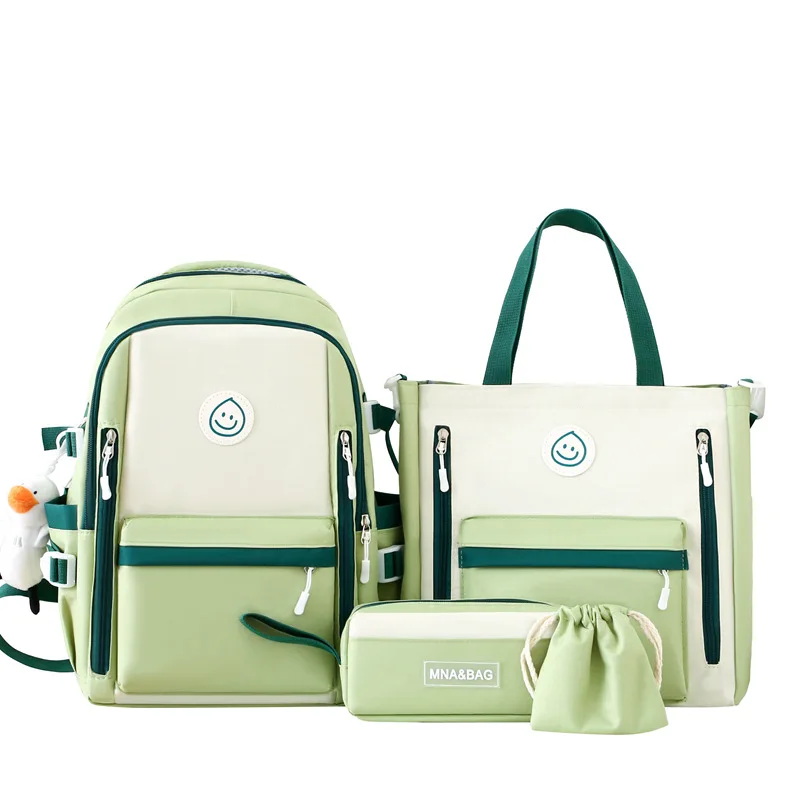 Middle School Backpack Instagram Style Backpack 2024 High School Girls Large Capacity Four Piece School Bag