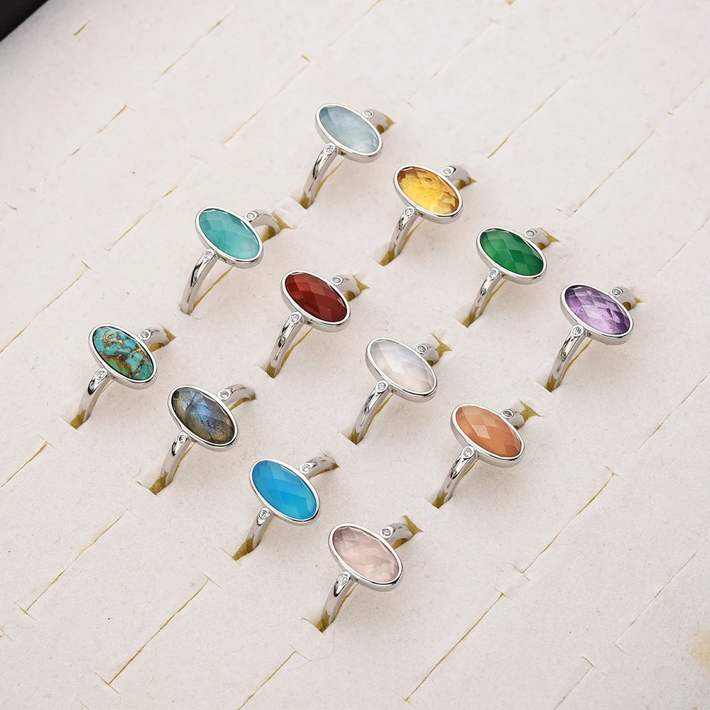 925 sterling silver oval cut women hypoallergenic gemstone ring wholesale price sterling silver vintage rings