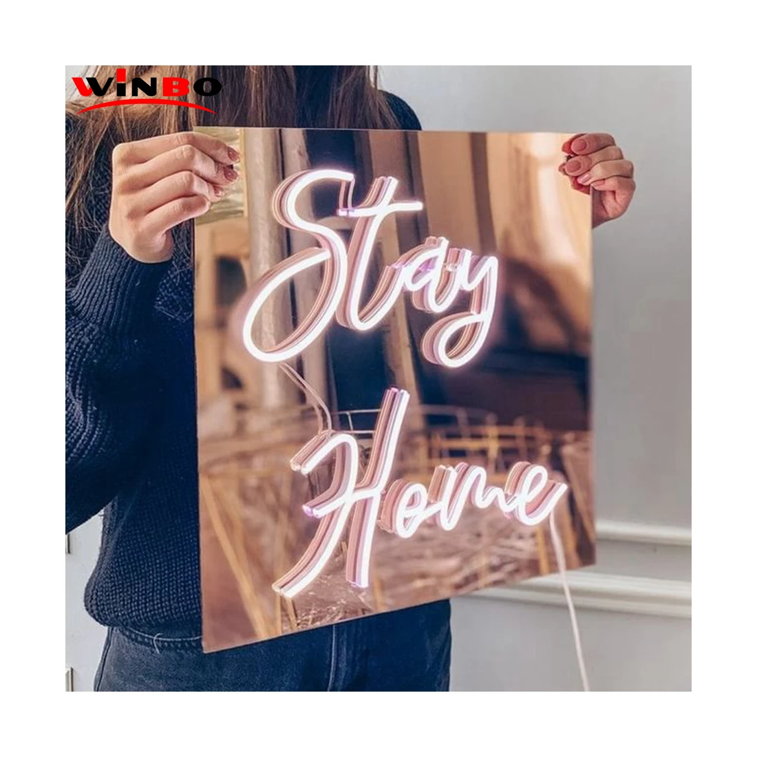 Winbo Personalized Led Sign Neon Custom Made Wall Mount Babe Mirror Acrylic Led Neon Sign