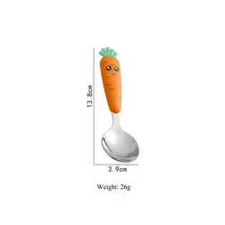 Food Grade Cute Carrot Design Safe Child Cutlery Set Stainless Steel 304 Food Feeding Spoon and Fork with Case Kids Flatware Set