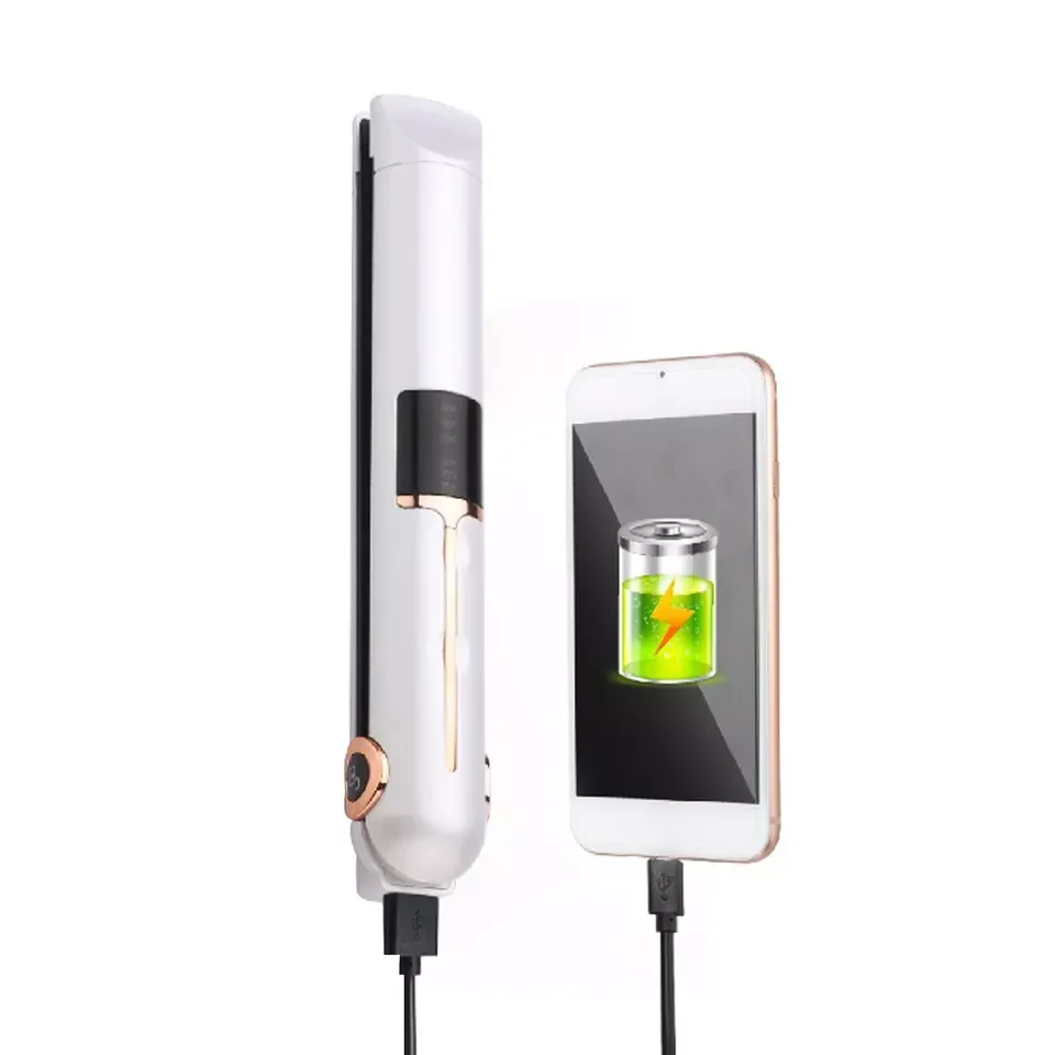 Mini USB Cordless Hair Straightener With Power Bank Lock System Travel Irons