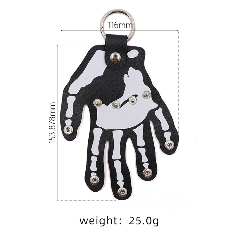 Spooky Skeleton Finger Keychain Halloween Finger PU Leather Keychain Christmas Key Holder Pendant Keychain