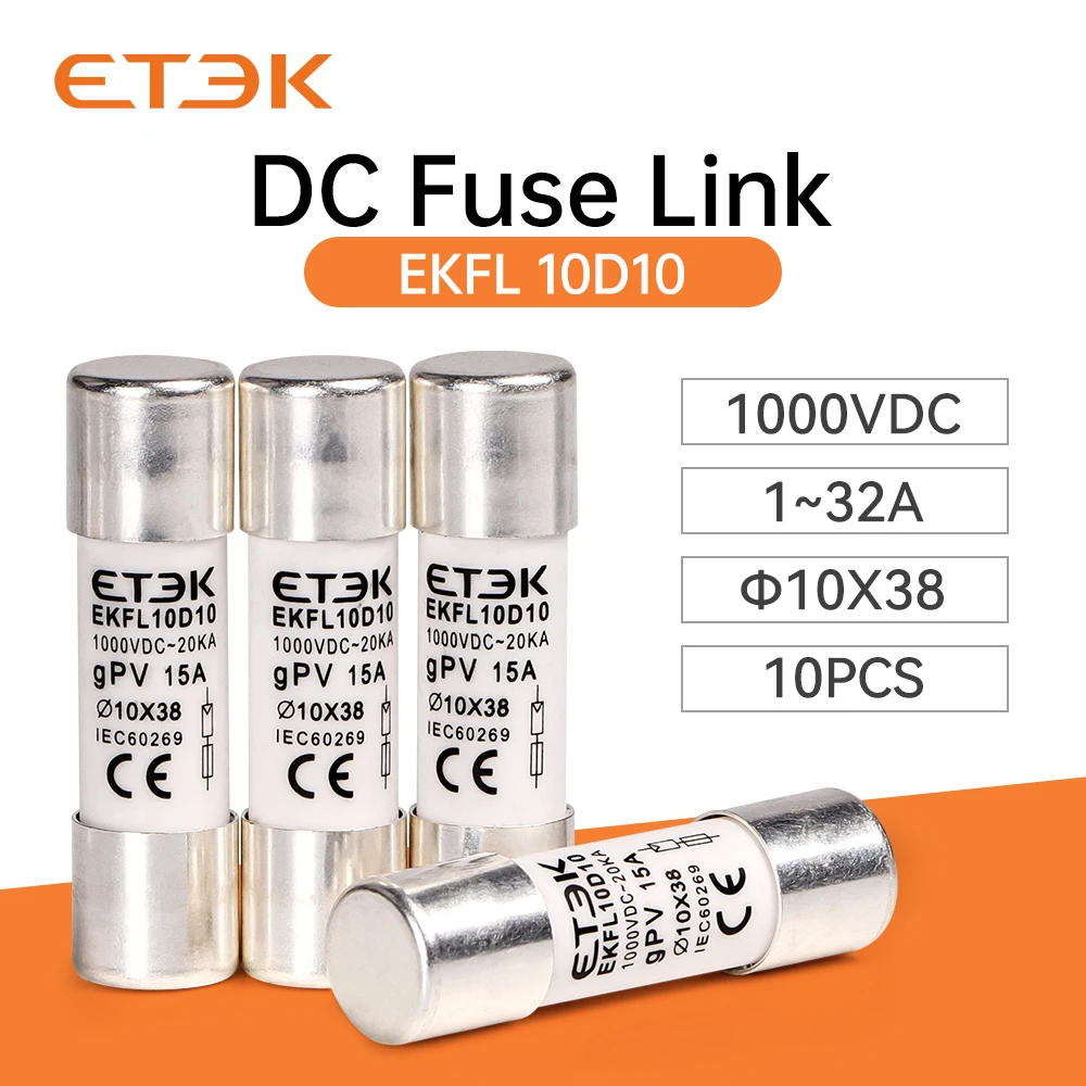 ETEK  15A Fuse 10*38mm DC type  link with TUV CE certificates solar fuse link