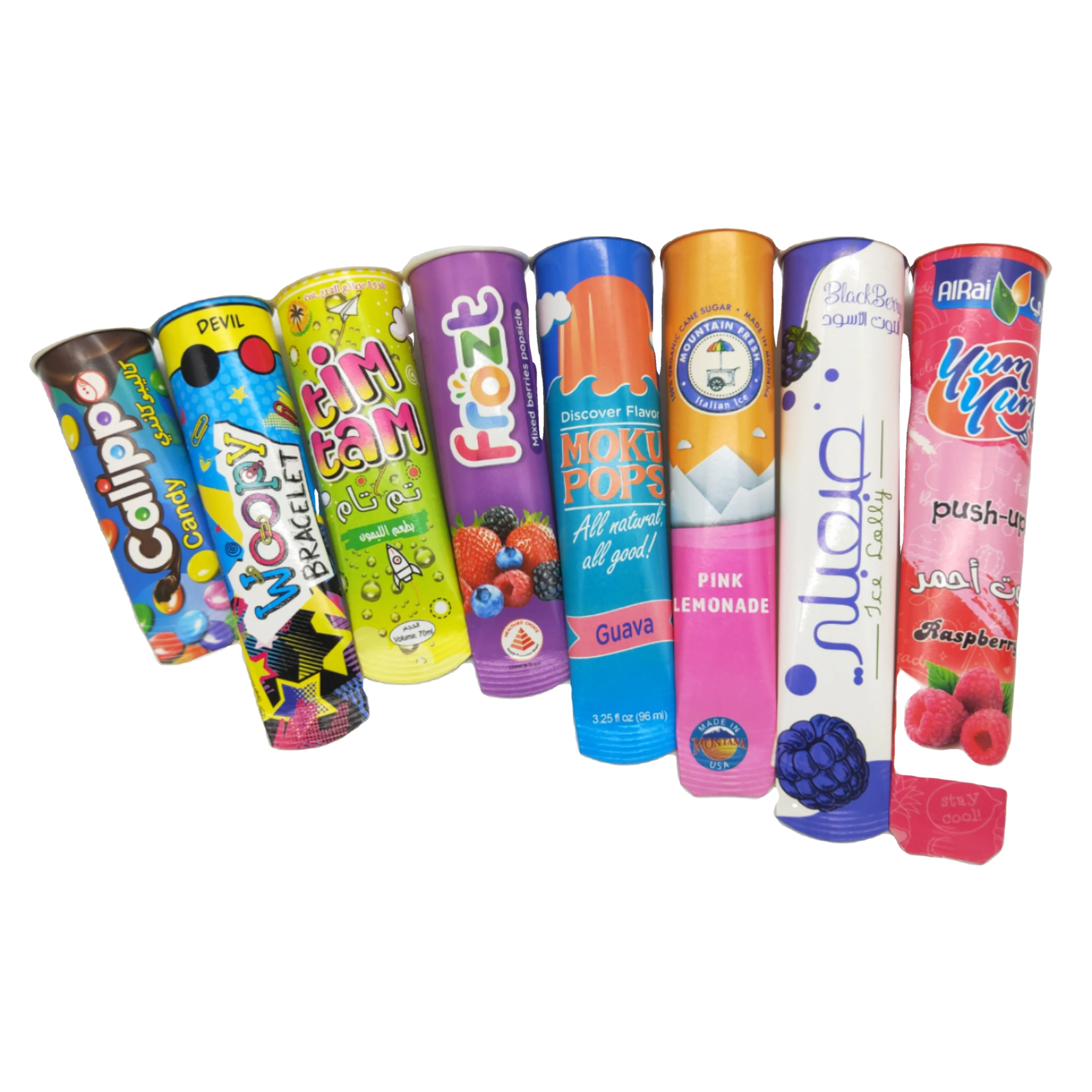 135ML Popsicle tubes ice cream cone cups aluminum foil lid calippo paper cup tube