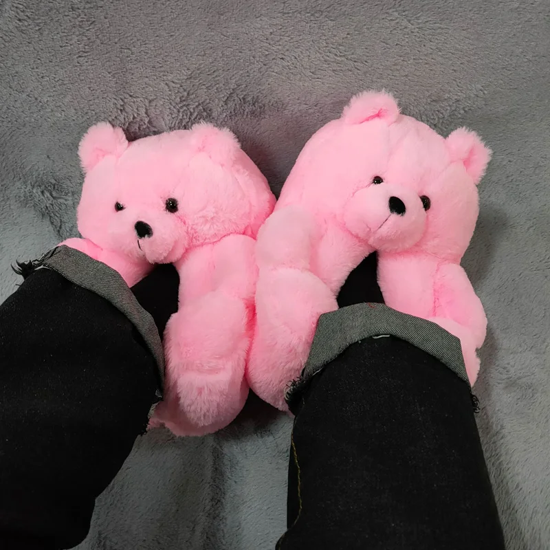 OXGIFT Wholesale kids plush teddy bear slipper shoes for women