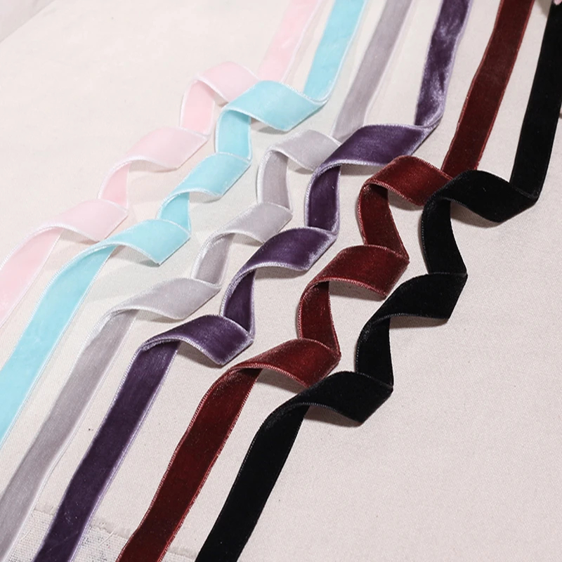 Factory Wholesale Garment Use Velvet Bow  Double Face Black and White Velvet Ribbon