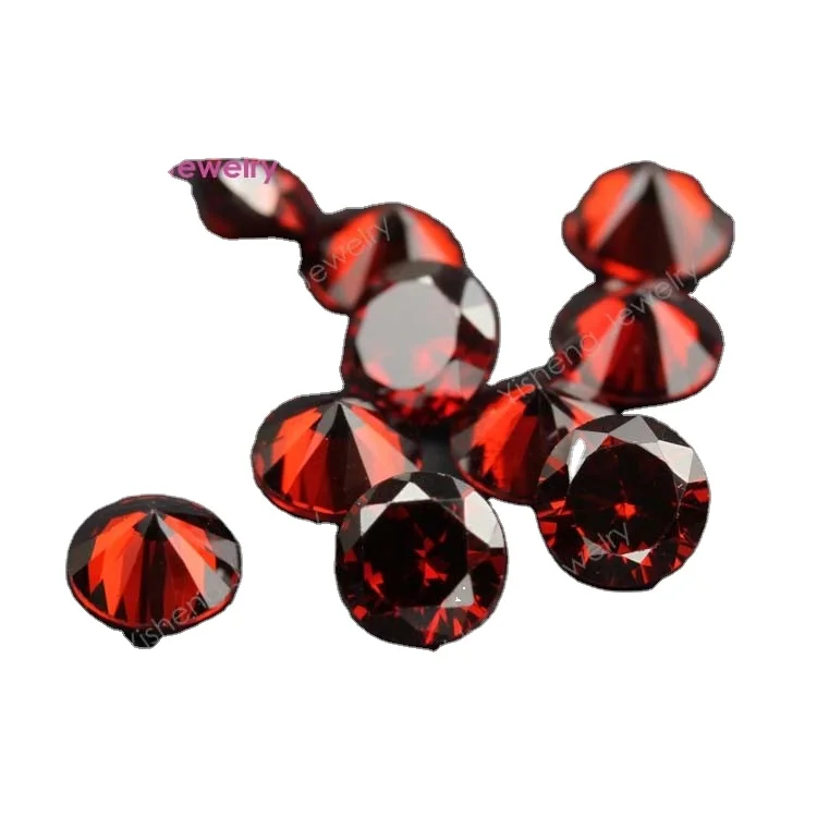 Round Diamond Cut Red Garnet Gemstone Factory Prices Cubic Zirconia Stones