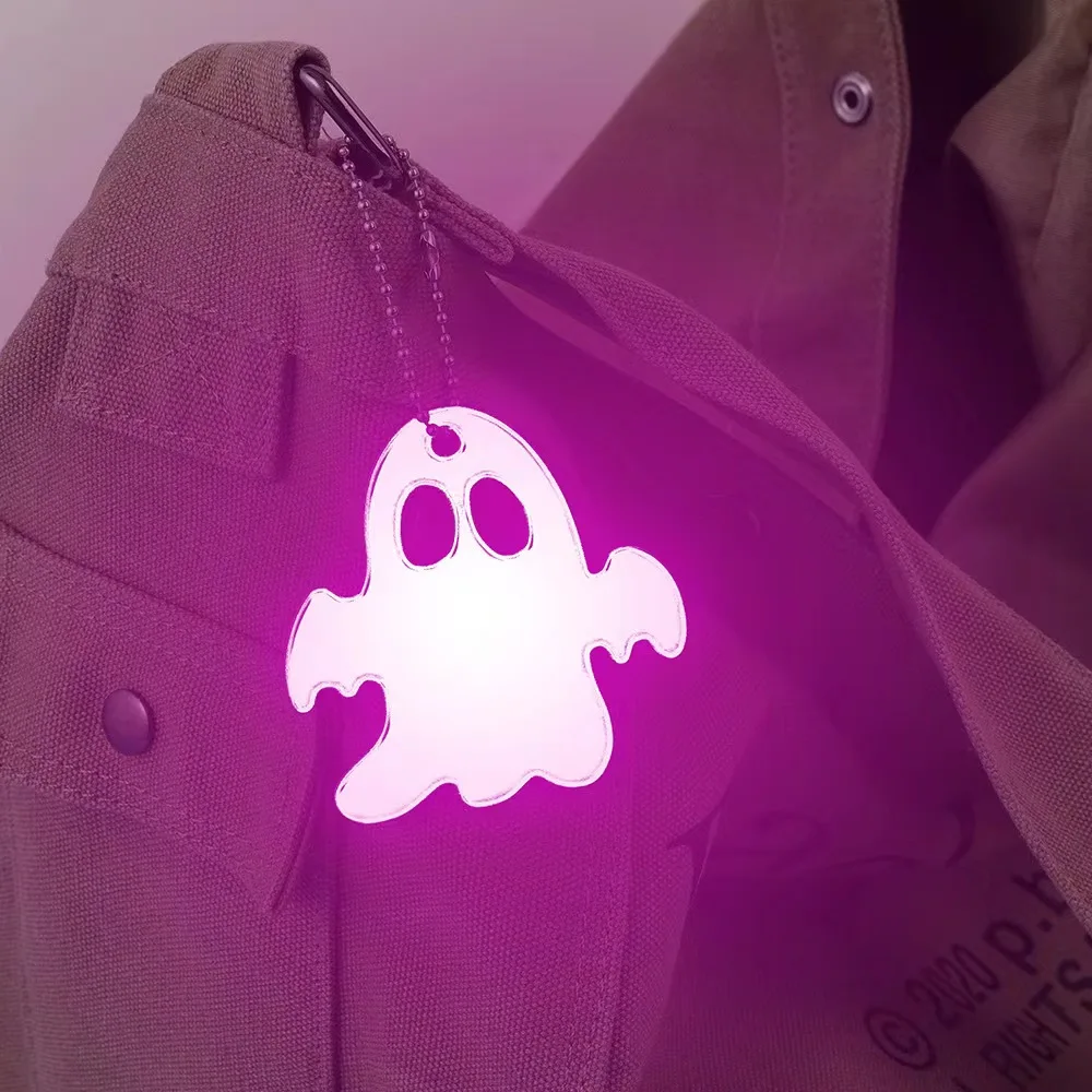 new design reflective key chain  pvc security hanger bag pendant reflective halloween ghost key chain
