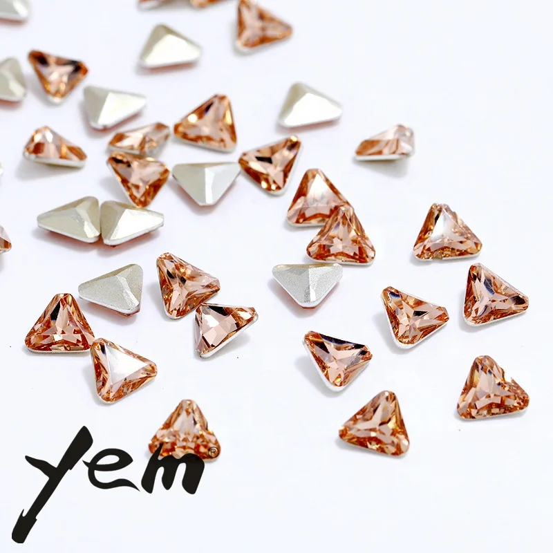 Fancy Nail Stone Non-Hotfix Plated Bottom In Different Shapes With Triangle Rhinestones Jewelry Finding For Garment Accessory