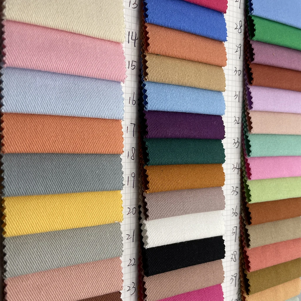 wholesale in stock 100% cotton stone wash shrinkage  twill khaki 32*10 275gsm fabric for Trousers, pants caps fabric