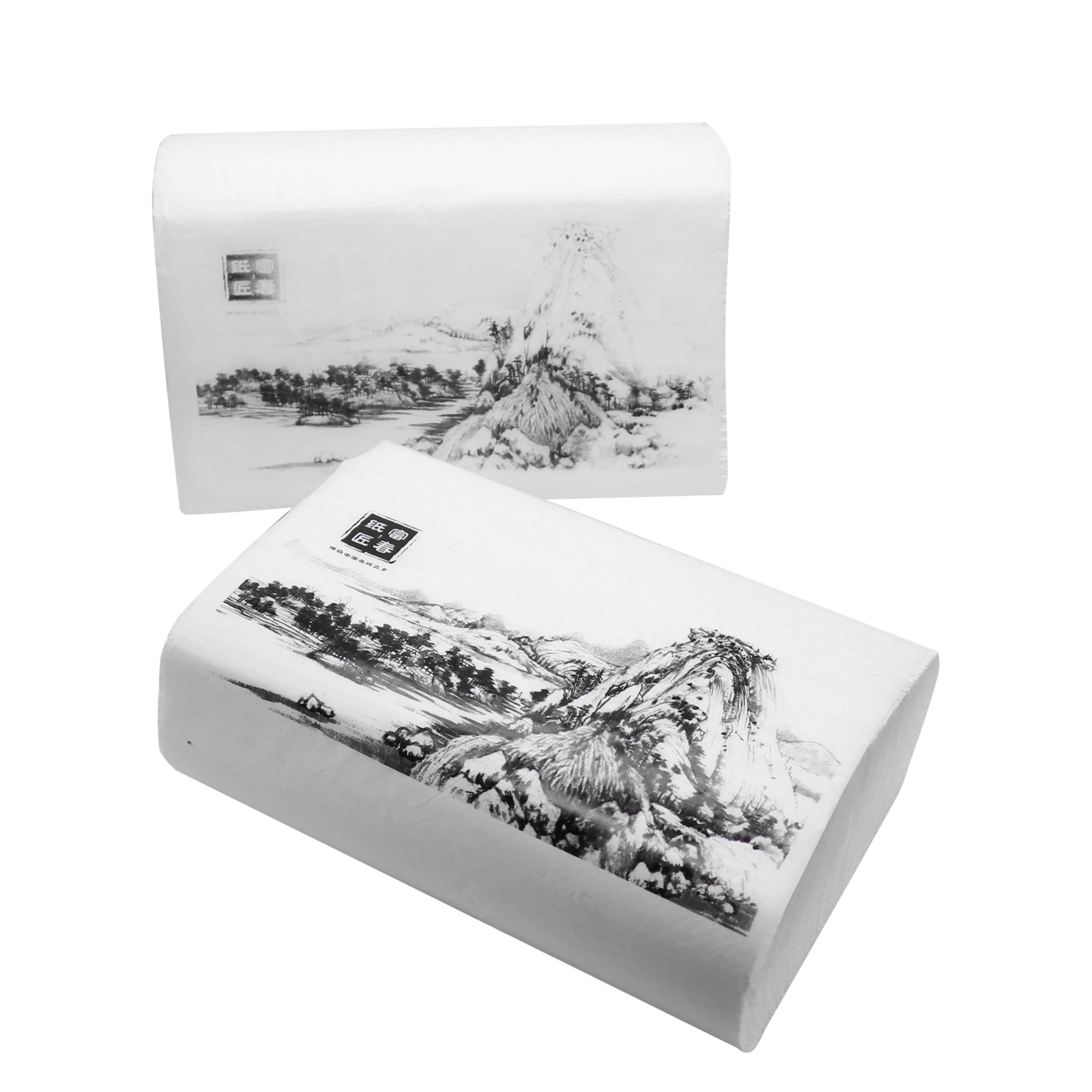 Оптовая продажа, индивидуальная туалетная бумага QINGSHE 22*22 см, из натуральной целлюлозы, используется в ресторане, 1 слой, 150 листов, бумажное полотенце для рук