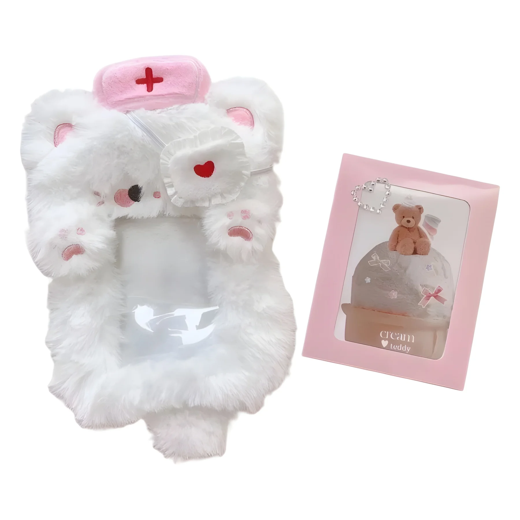 Cute cartoon soft rabbit card holder plush sleeve perfect for kpop photocard and film display great gift