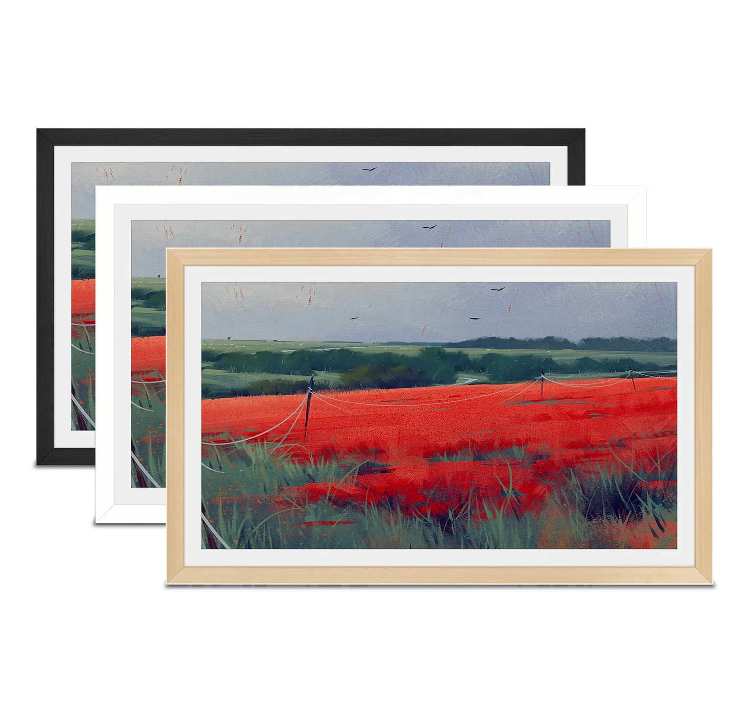 32 43 55 Inch Wall Mounted Full Hd Video Solid wood border  Digital Photo Frame