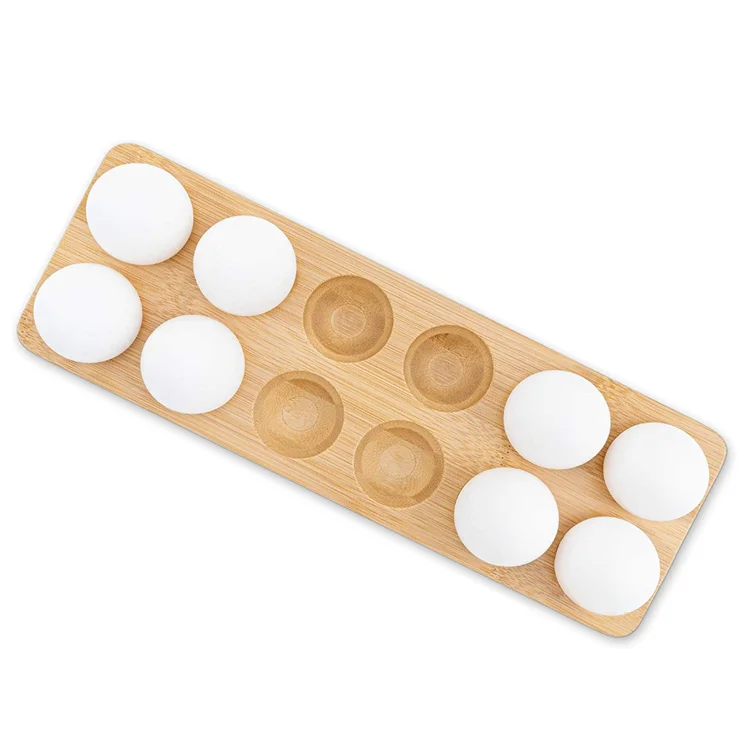Factory custom 12 holes kitchen countertop refrigerator wooden egg holder