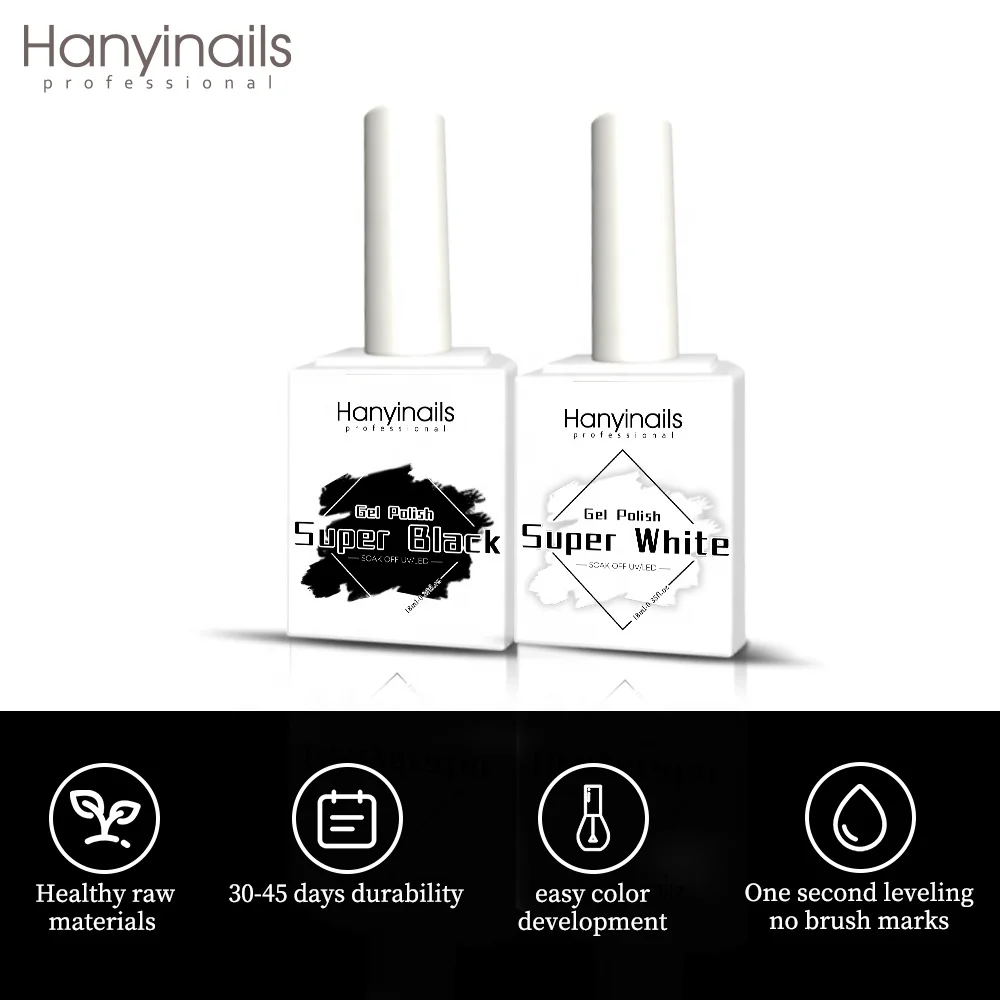 Custom Logo Nail Art Black White Color Gel Polish Long Lasting Gel Nail Polish