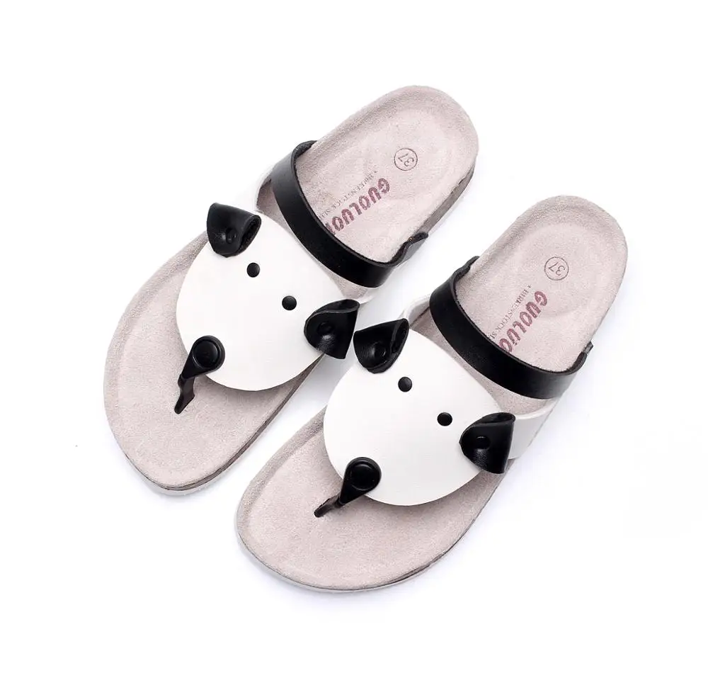 Women Cartoon Patchwork Flip Flops Summer Beach Slide Cork Slipper Shoes