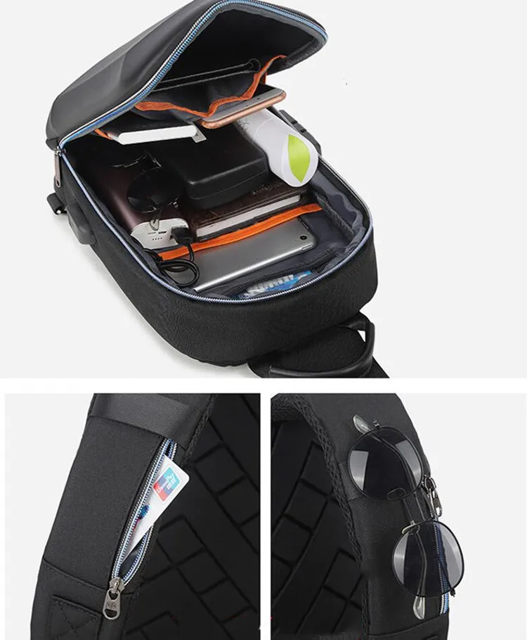 Factory Waterproof Red Women Chest Bag For Lady Shoulder Crossbody Side Backpack AntiTheft Messenger Sling Daypack With Usb Port