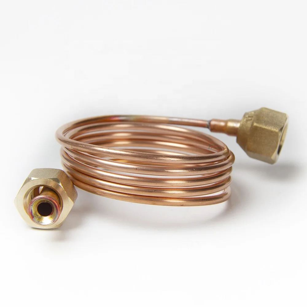 Air conditioning copper capillary tube with nut brass copper fitting