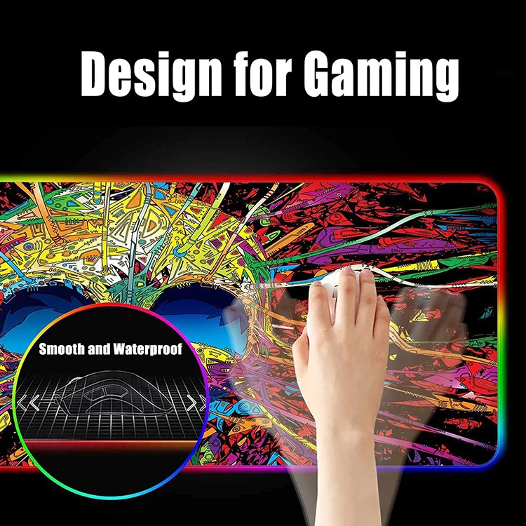 High Quality Large Size Desk Pad Custom Lighting Colorful RGB Mice Pads Led Game Non-slip USB Mouse Pad