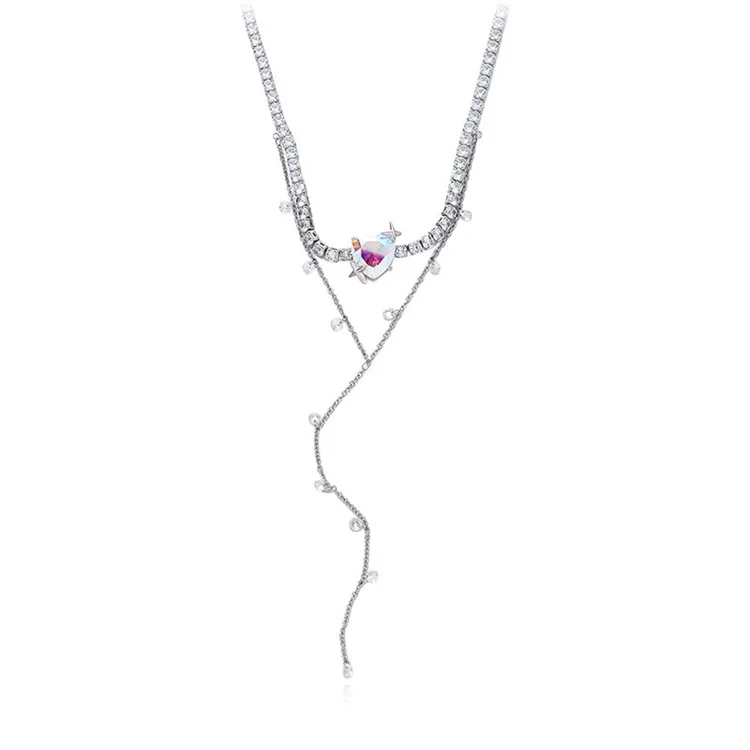 Любовь Кристальное ожерелье День Святого Валентина серьги в форме сердца, для девочек, для женщин, ювелирные изделия, Кулон, Ожерелье