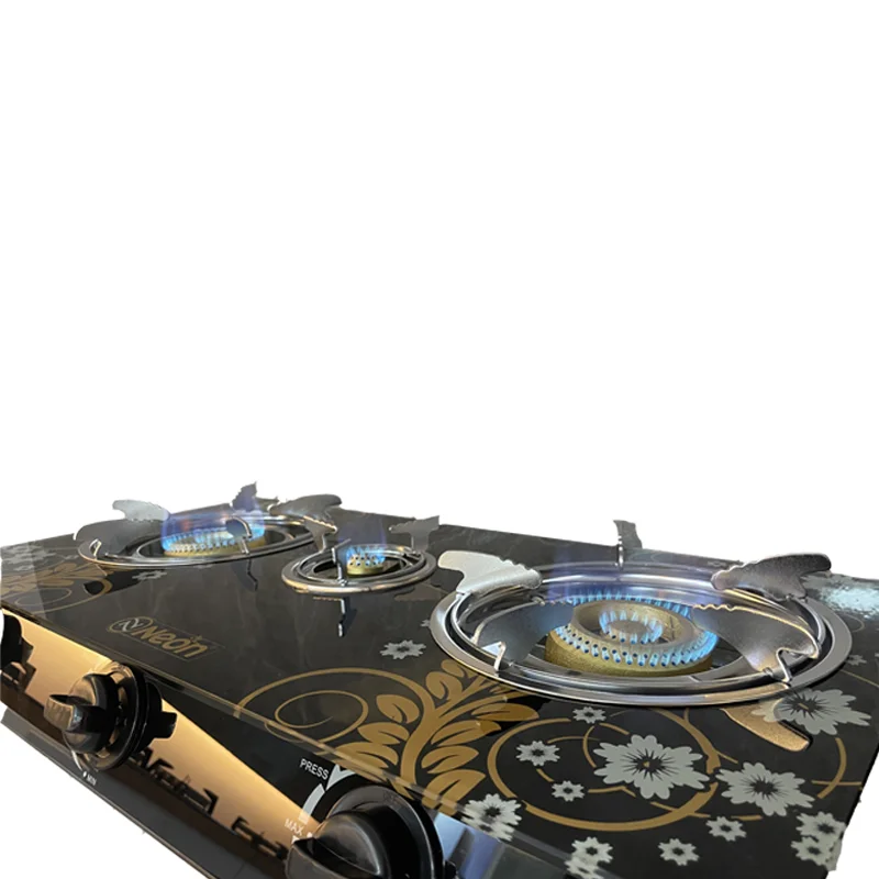 Bilateral fire fire glass 3-head stovetop type dedicated gas stove