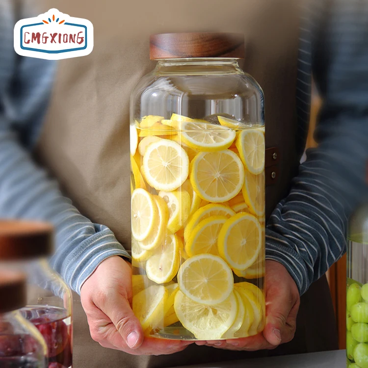 Customized Logo Borosilicate Glass Jar, Food Glass Jar, Sealed With Acacia Wood Lid