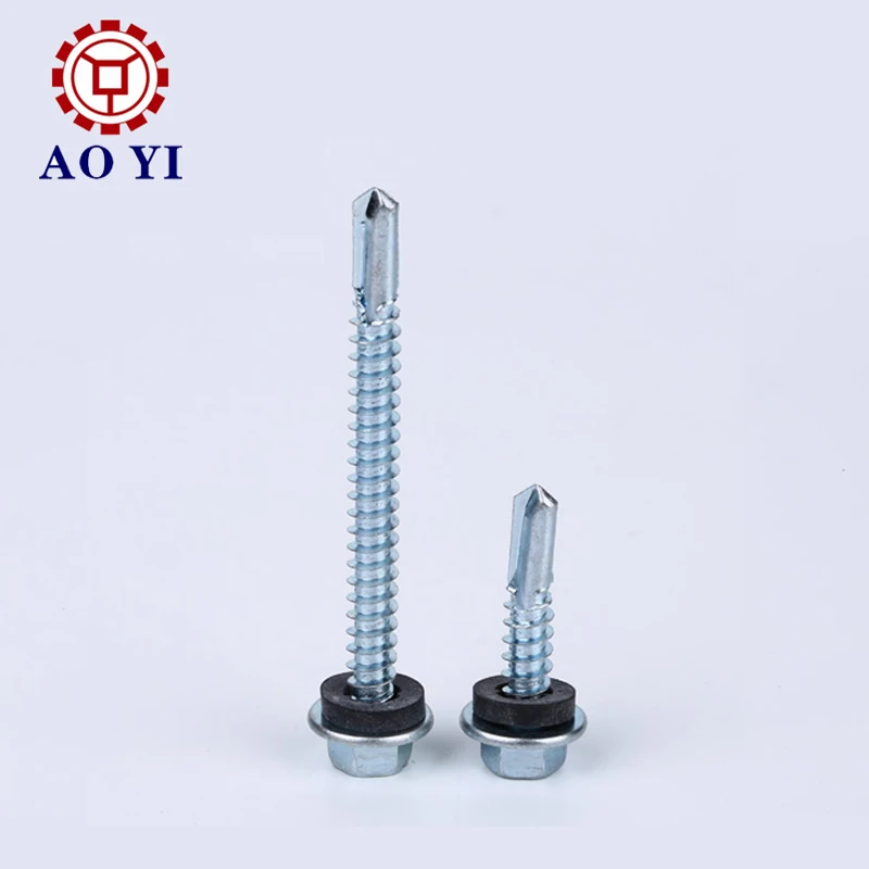 China manufacturer wholesale stainless steel outer hexagonal self-tapping self-drilling screws with pad coloured roofing screw