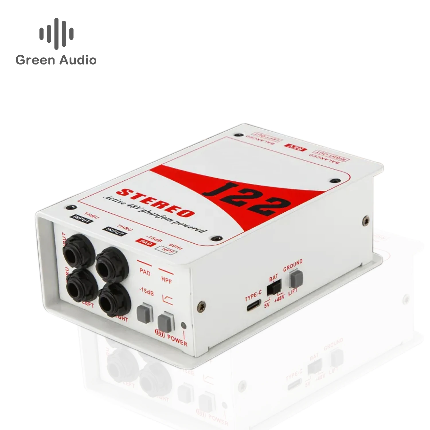 GAZ-J22 Professional Dual Channel Stereo 48V Phantom Power Supply Active Direct Junction audio DI Box