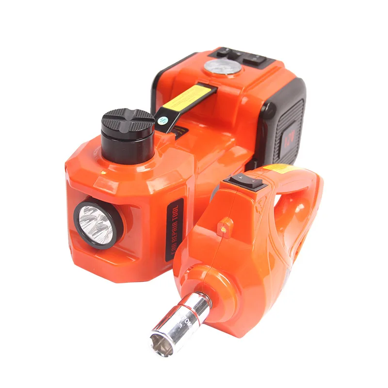 Car electric hydraulic jack set with tire electric wrench and air pump