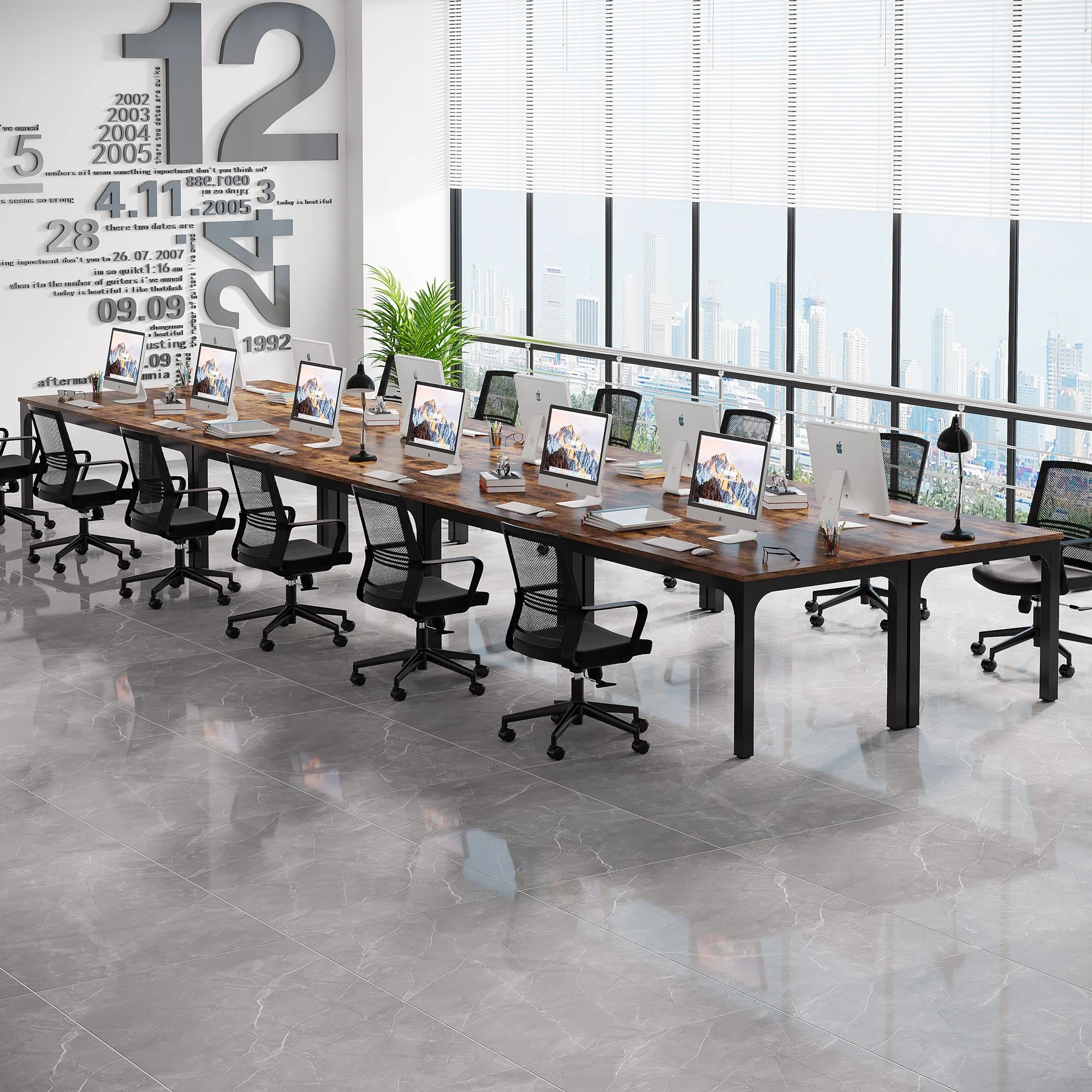 Tribesigns Hot Wooden Rectangle Meeting Seminar Business Workstation Conference Table Double 2 Person Student Desks
