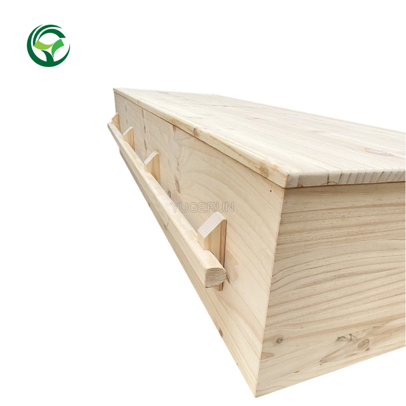 Funeral Supplies Eco Cremation Wood Simple Casket America Adult Funeral Coffin Solid Pinewood Coffin for Natural Woodland Burial