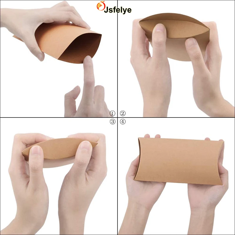 Kraft Pillow Gift Boxes with Jute Twines for Jewelry Candy Gift Packaging Wedding Present and Birthday Party Favor