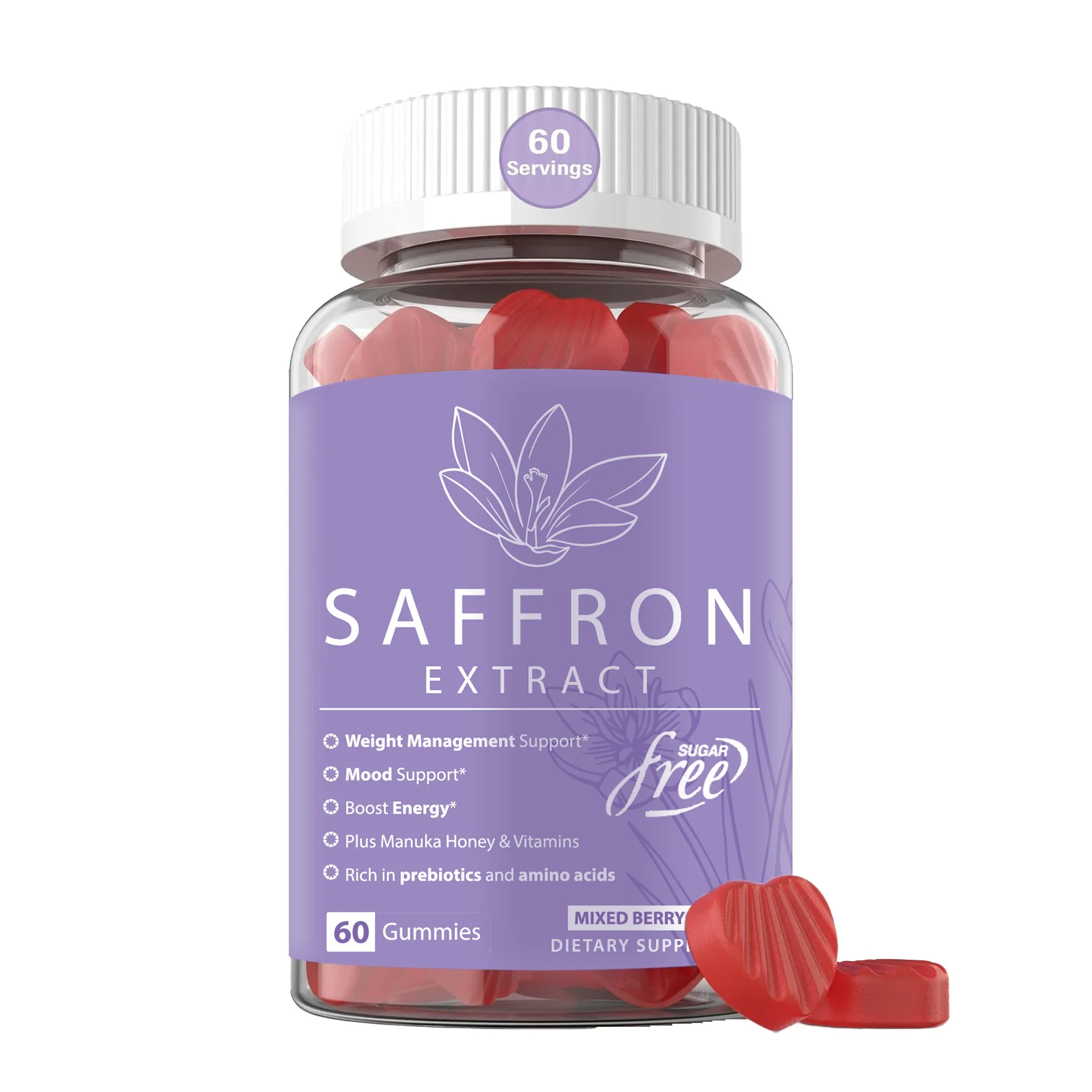 OEM Saffron Gummies Sugar Free Saffron Supplement with Vitamin B12 Promote Positive Mood And Attitude