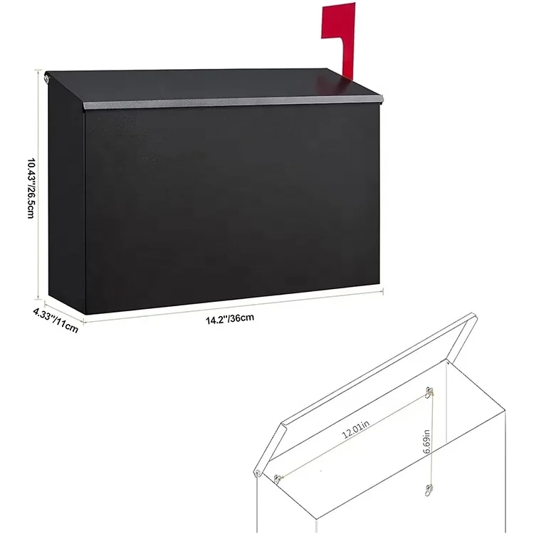 Wall Mount Mailbox with One Flag Kit and Three Sets of 0 9 Mailbox Number Stickers Galvanized Steel Rust Proof Metal Post Box