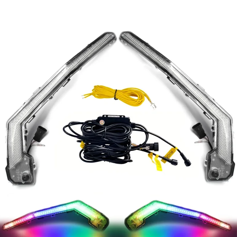 Maverick X3 RGB Front LED Signature Lights For Can Am Maverick X3 XDS XRS Fang Lights Turn Signal Light