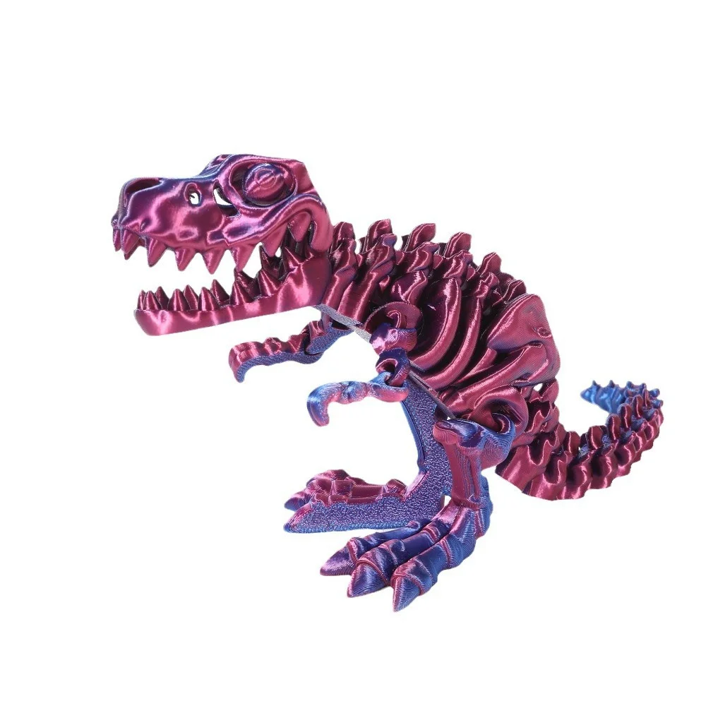3D Printed Rapid Prototyping Fidget Toy Articulated Tyrannosaurus Rex Skeleton Dinosaur Model Micro Machining Rotatable Gift