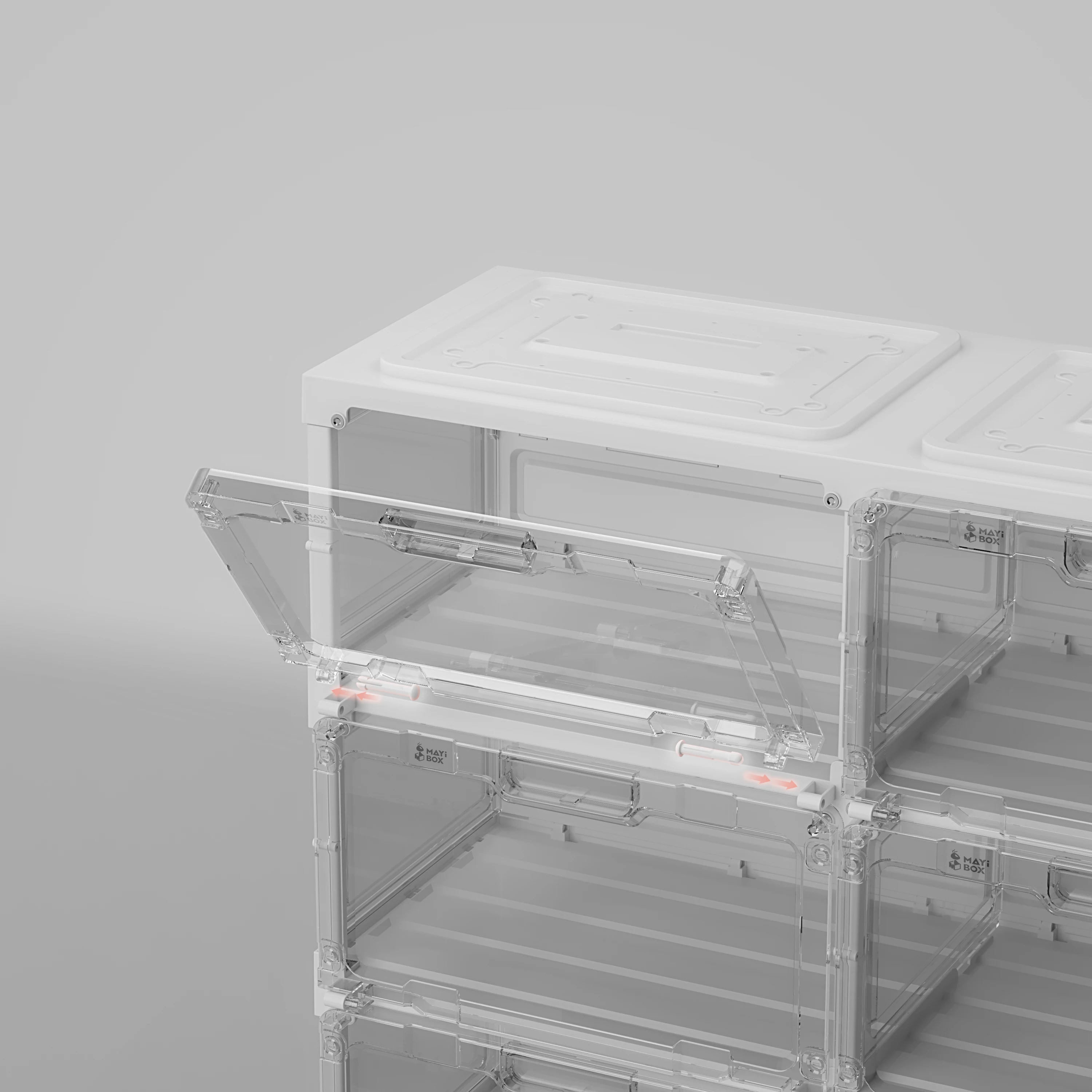 China Wholesale Plastic Sneaker Box Storage Shoe Box Voice Sensor Control LED Transparent Stackable Plastic Shoe Box Storage