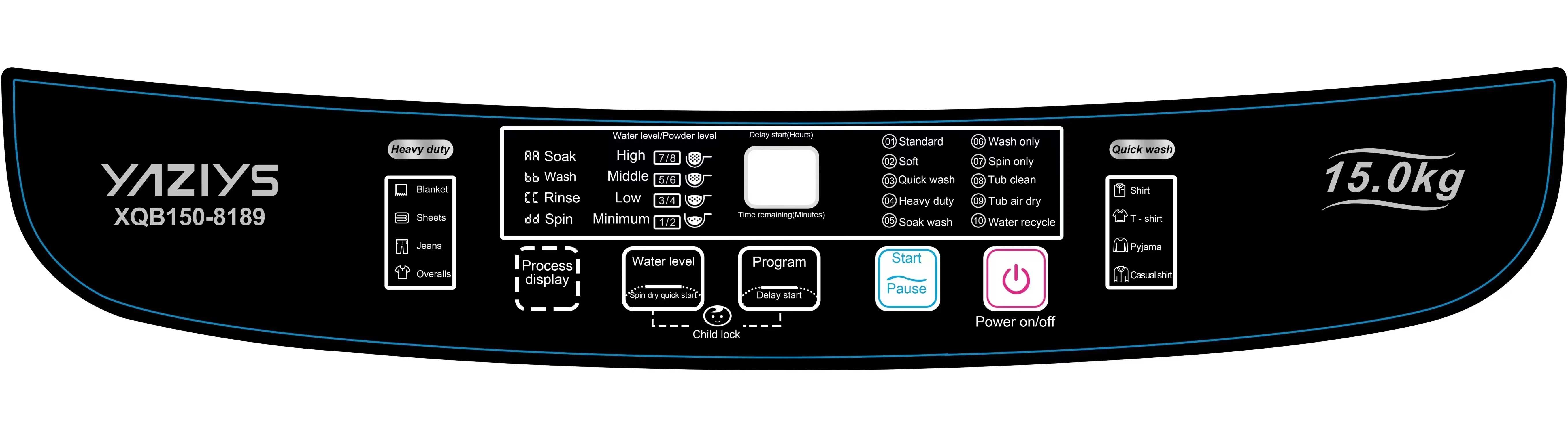 Hot selling home and school use 15 kg high-capacity washing and drying top load fully automatic wave wheel washing machine