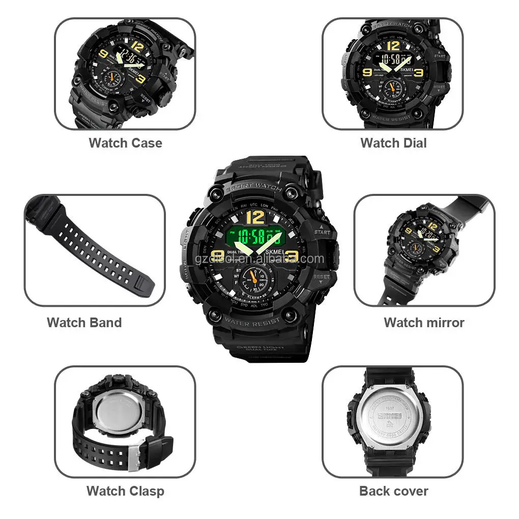 SKMEI 1637 Shock Watches Men Wrist Relojes Hombre Digital Sports Waterproof Watch Wholesale
