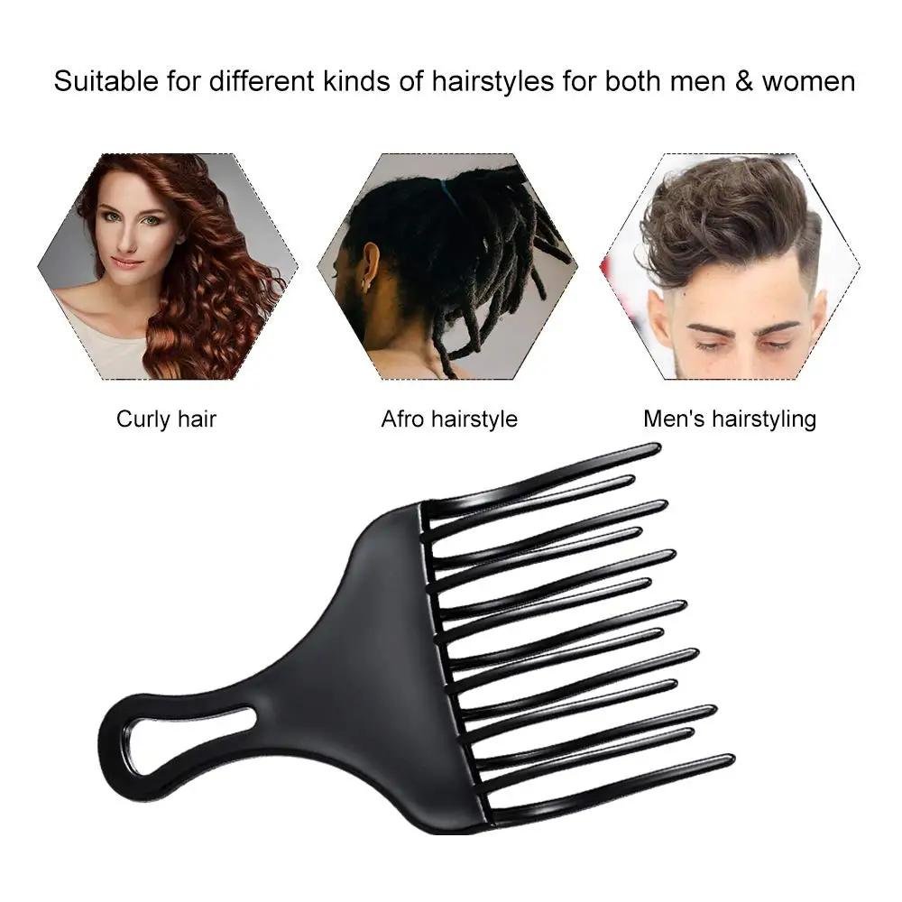 Professional plastic hair afro picks double tooth comb hairdressing styling tool hair clipper comb