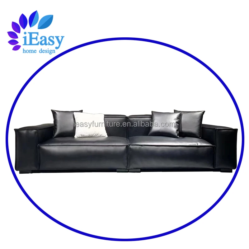 Фабрика iEasy Foshan роскошный современный черный цвет итальянский импортный кожаный диван дизайнерский для гостиной купить из Китая