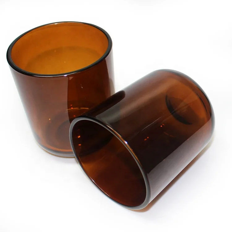 LANGXU custom 10 oz 8oz 16 oz 250ml jars amber glass candles jar 400ml with black timber lid and boxes