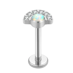 G23 Titanium Opal and Zircon Internally Thread Labret ear cartilage helix Labret piercing jewelry earrings