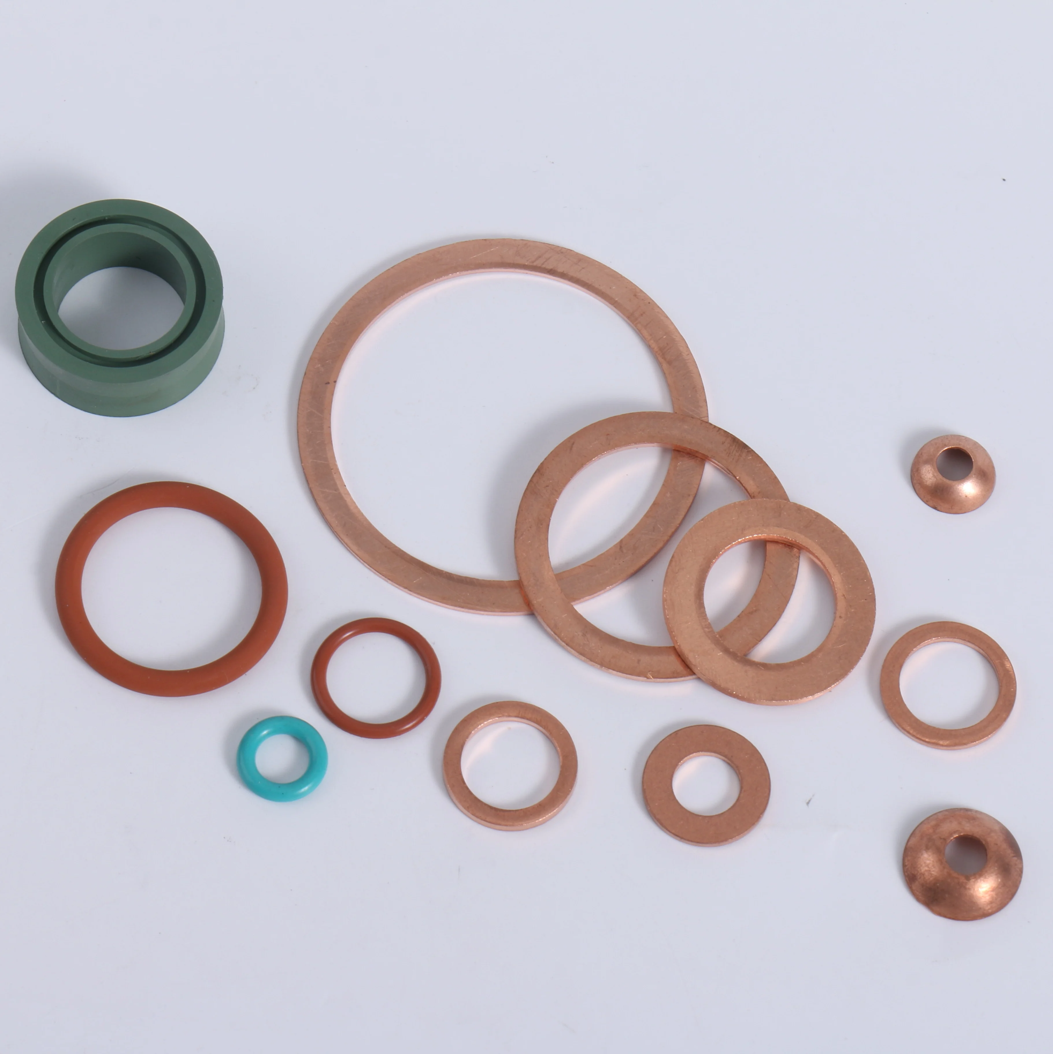 CFNAK Assorted Solid Copper Crush Washers Seal Flat Head Ring Washers Set