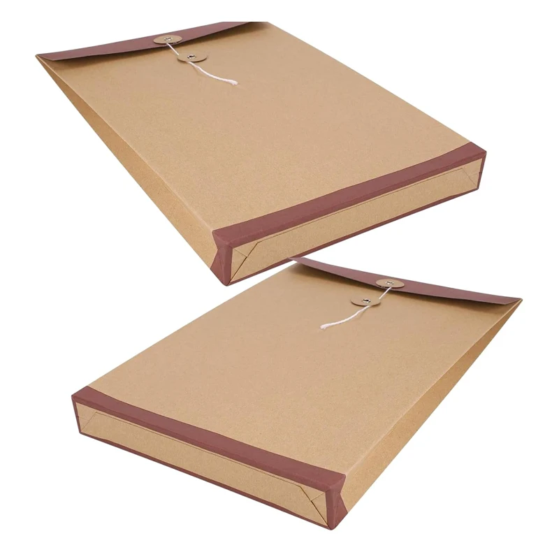 Custom Logo Letter Size File Folder Brown Bag Kraft String Button Envelopes